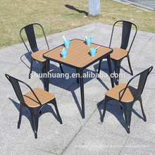 Durable plastic wood outdoor furniture patio coffee table and chair set use for cafe or resort